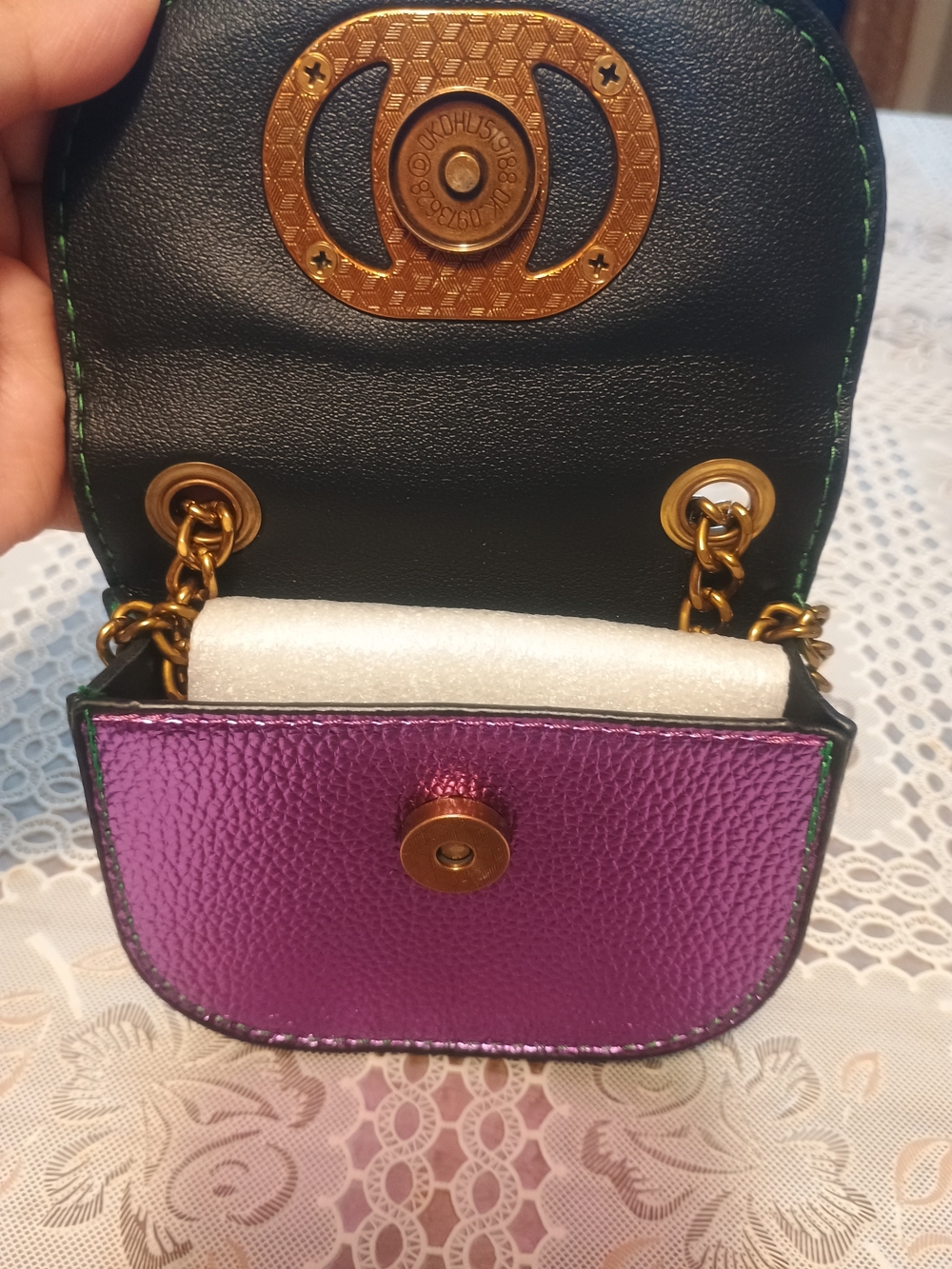 Kurt Geiger green and purple mini bag - Picture 10 of 12